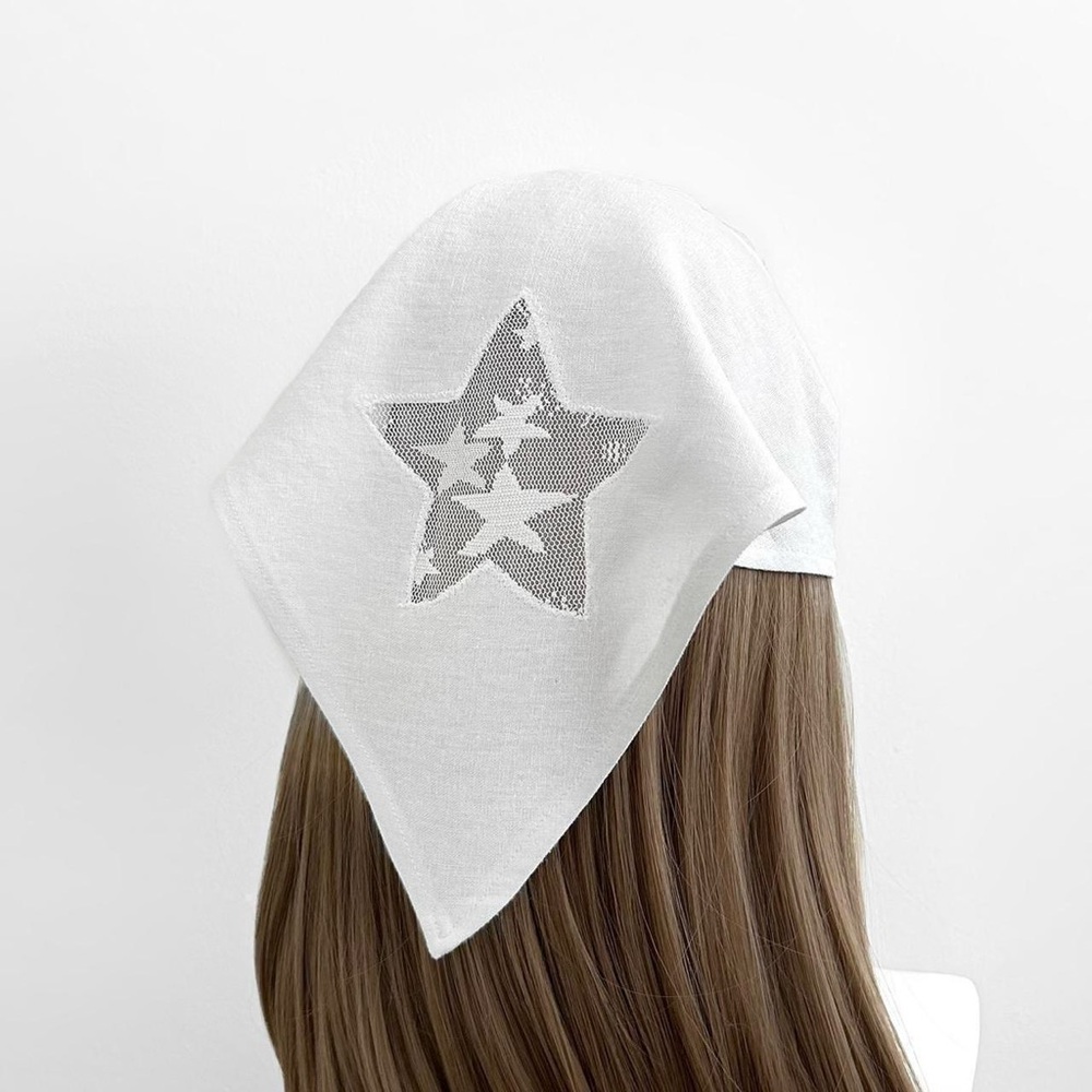 White linen Star Bandana